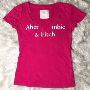 Abercrombie and Fitch Pink V-neck graphic T-shirt